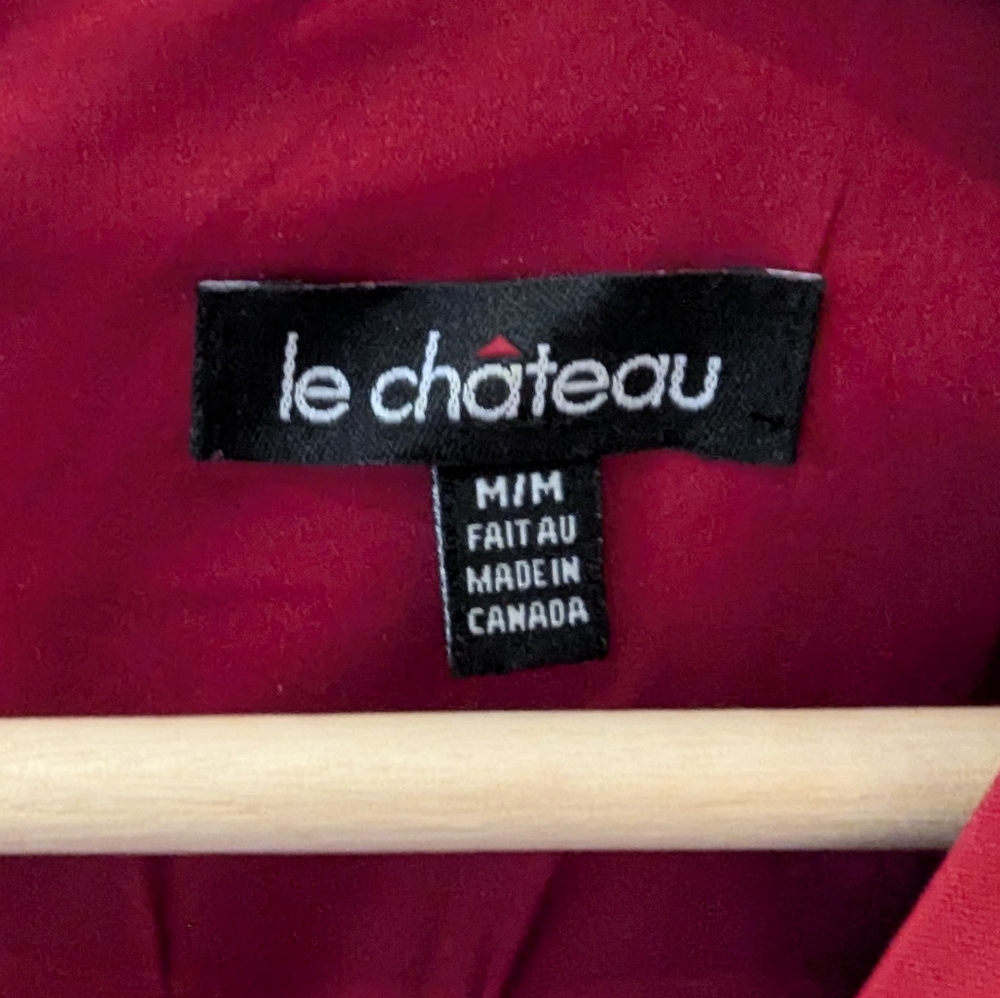 Stylish Red Ruffle Midi Dress By Le Château - Picture 3 of 6